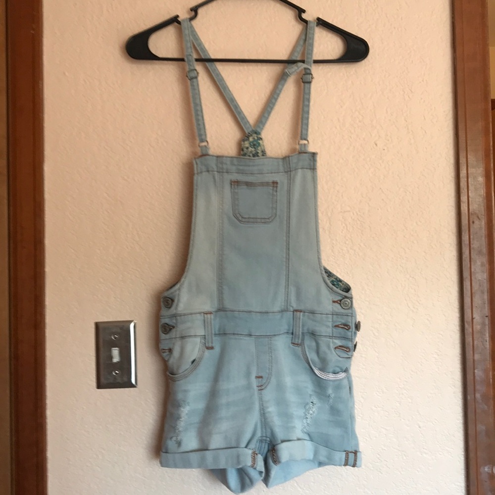 Light Wash Denim Short Overalls